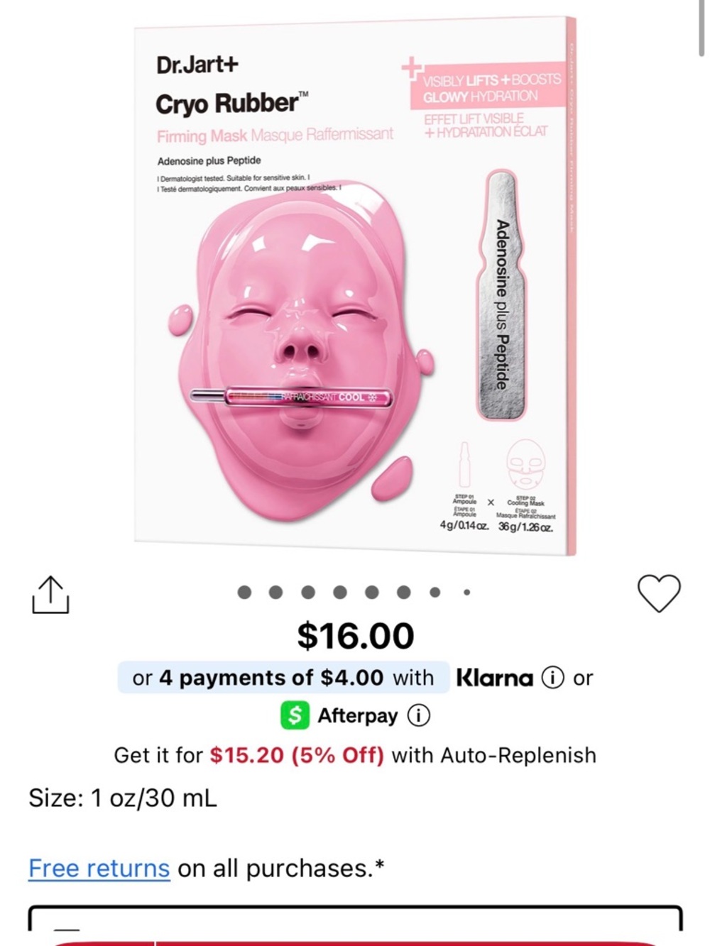 Dr. Jart+ Cryo Rubber Firming Mask — Pink